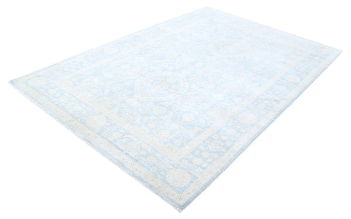 Blue Afghan Serenity Rug 5'11" x 8'8" Hand-Knotted | No. AT14829