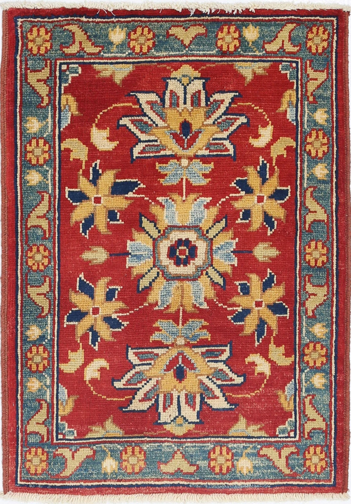 Red Afghan Ziegler Rug 2' 0" x 2' 11" Hand-Knotted | No. AT14842