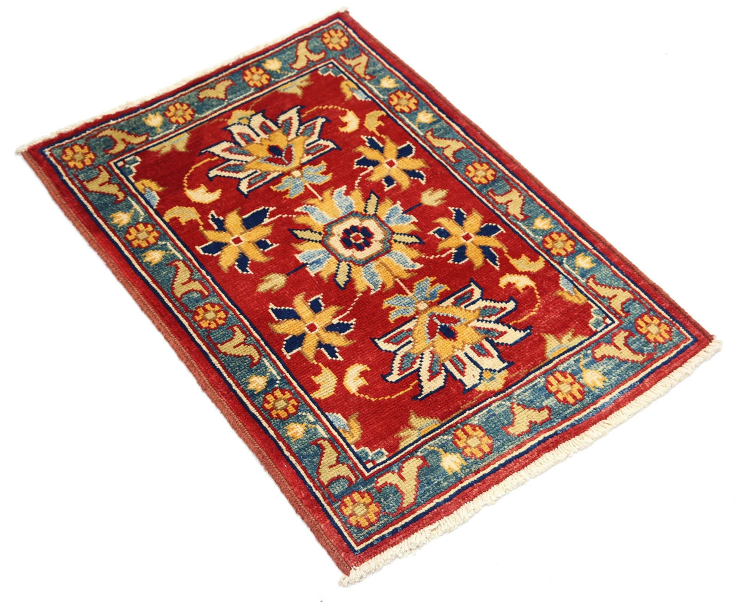 Red Afghan Ziegler Rug 2' 0" x 2' 11" Hand-Knotted | No. AT14842