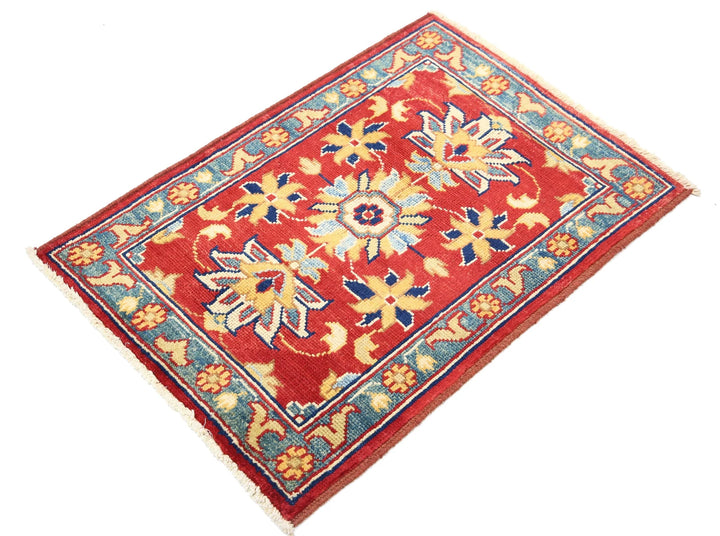 Red Afghan Ziegler Rug 2' 0" x 2' 11" Hand-Knotted | No. AT14842