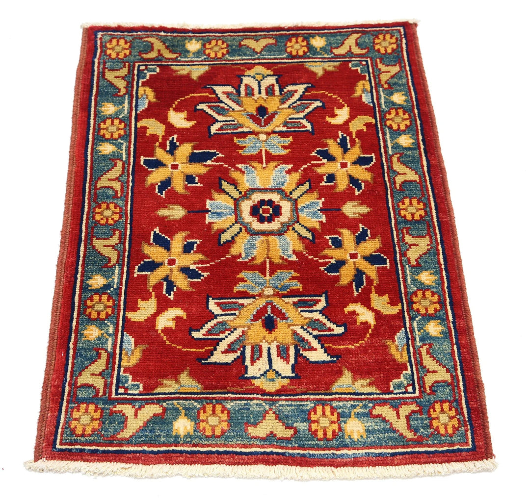 Red Afghan Ziegler Rug 2' 0" x 2' 11" Hand-Knotted | No. AT14842