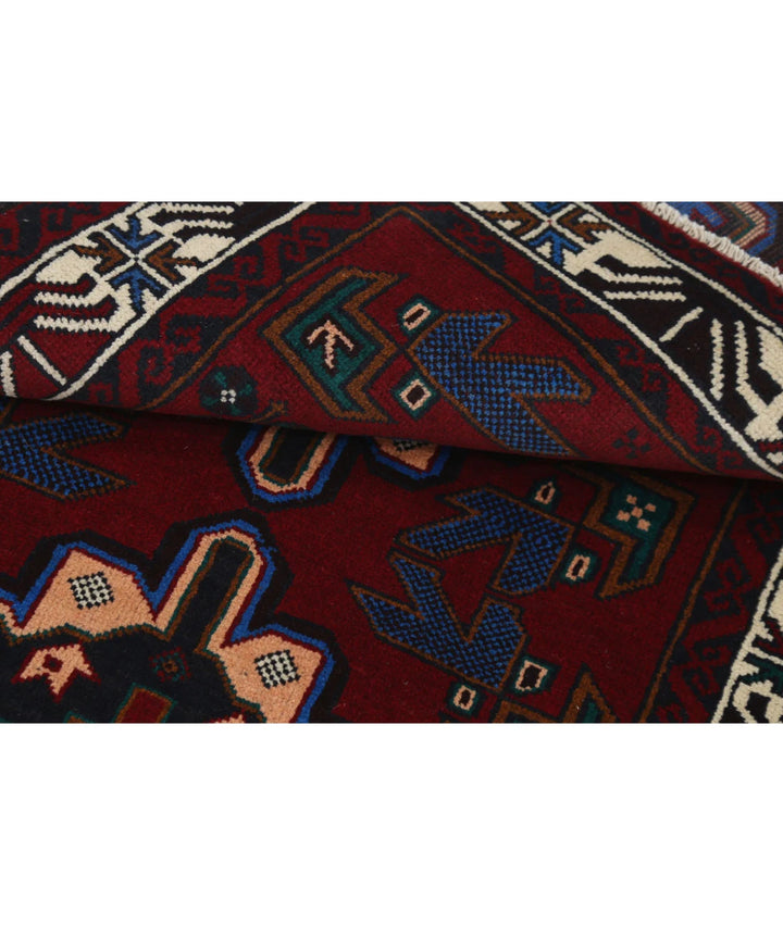 Red Afghan Tribal Rug 2' 9" x 4' 5" Hand-Knotted | No. AT14909