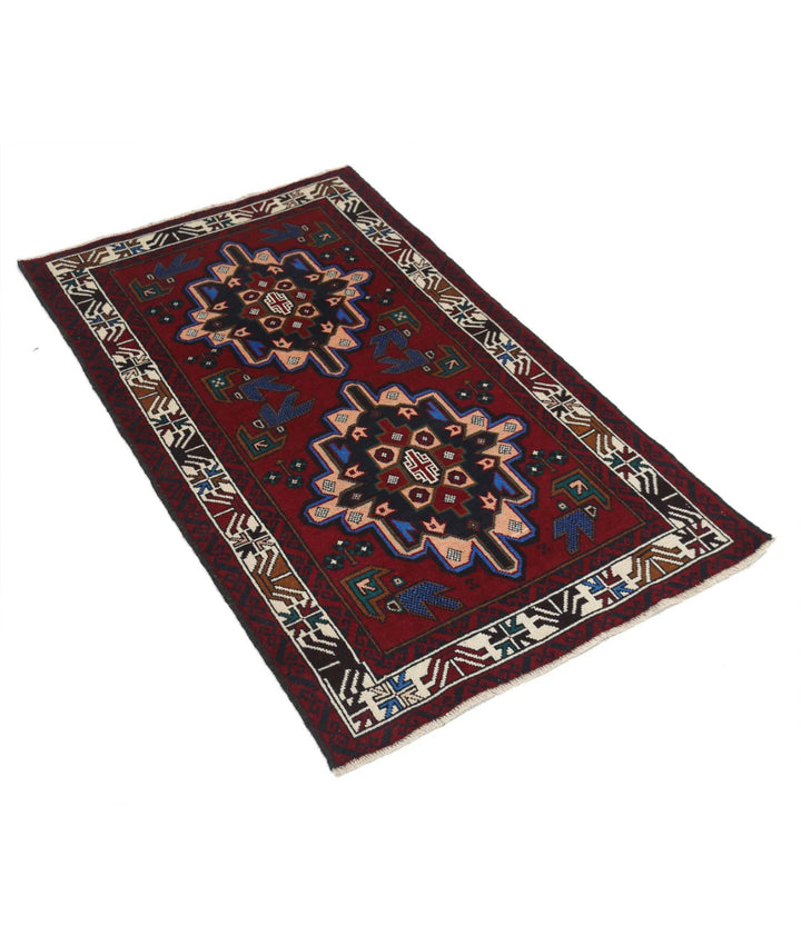 Red Afghan Tribal Rug 2' 9" x 4' 5" Hand-Knotted | No. AT14909