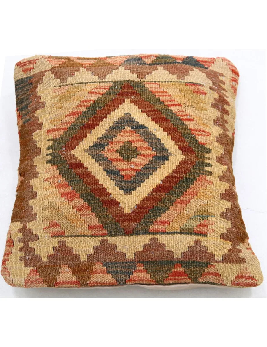 Afghan Tribal Pillow 1' 5" x 1' 5" Hand-Woven | No. AT14938