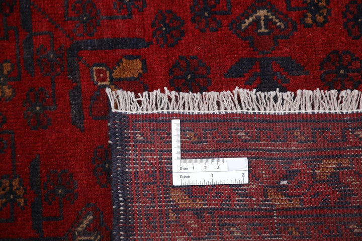 Red Afghan Tribal Rug 8' 1" x 11' 2" Hand-Knotted | No. AT14963
