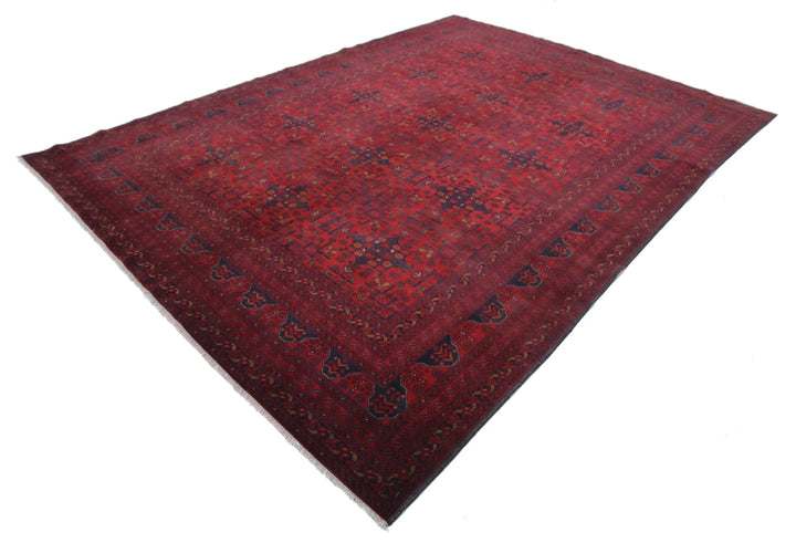 Red Afghan Tribal Rug 8' 1" x 11' 2" Hand-Knotted | No. AT14963