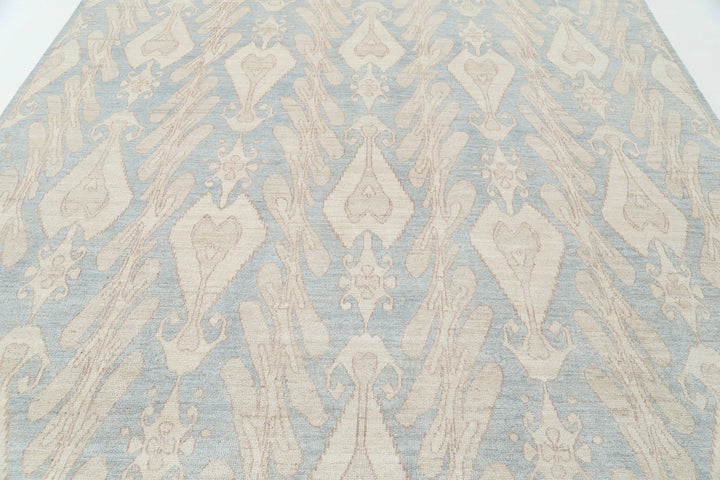 Afghan Ikat Rug 8' 8" x 11' 6" Hand-Knotted | No. AT14990