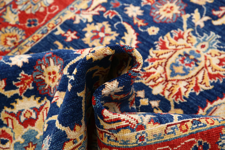 Blue Afghan Ziegler Rug 4' 0" x 6' 0" Hand-Knotted | No. AT15040