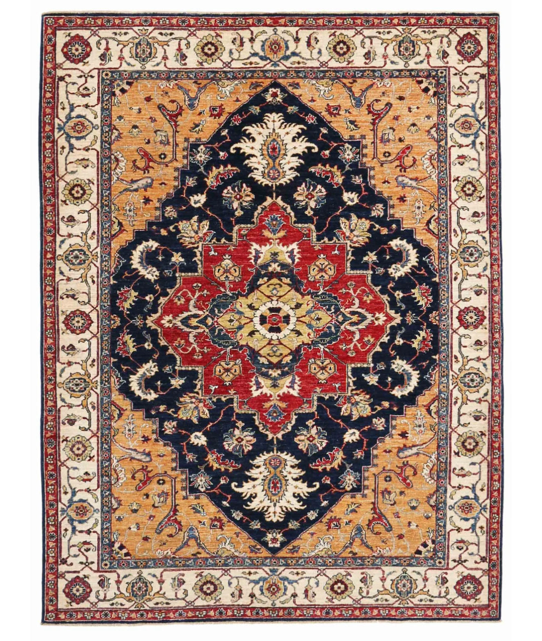 Afghan Heriz Rug 5' 9" x 7' 7" Hand-Knotted | No. AT15067