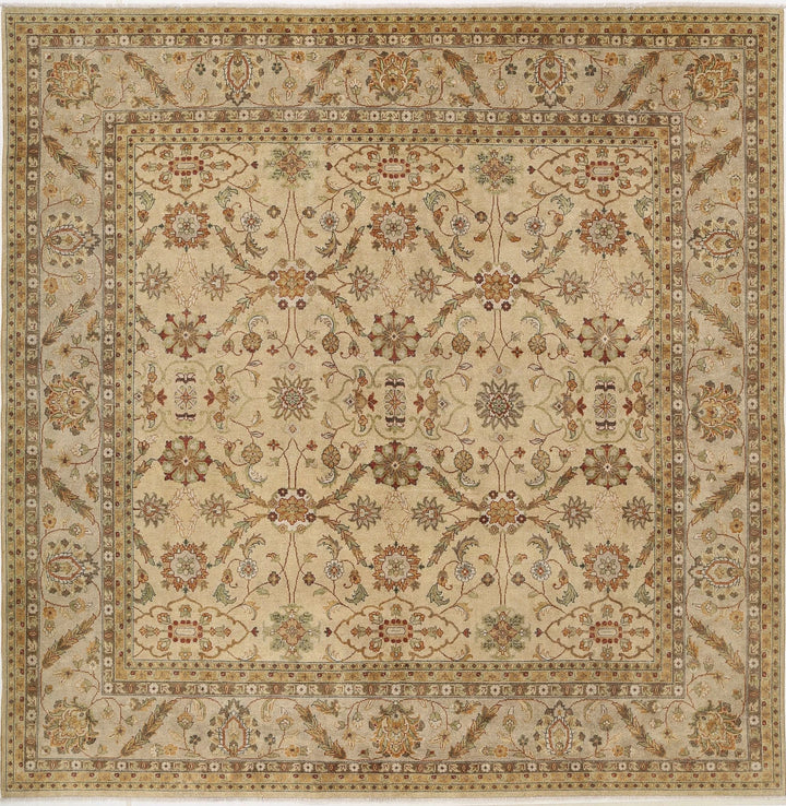 Beige Indian Ziegler Rug 11' 9" x 12' 0" Hand-Knotted | No. AT15161