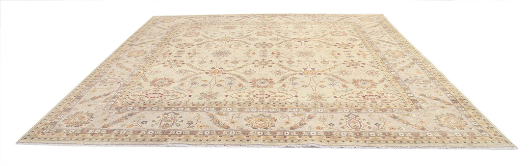 Beige Indian Ziegler Rug 11' 9" x 12' 0" Hand-Knotted | No. AT15161