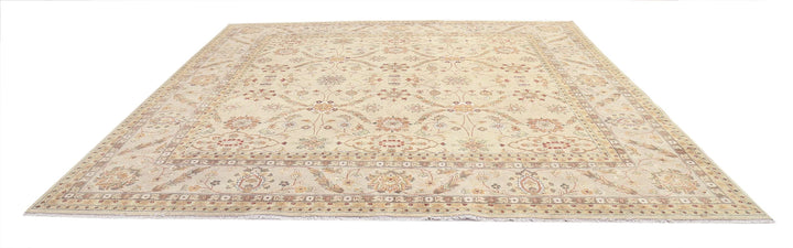 Beige Indian Ziegler Rug 11' 9" x 12' 0" Hand-Knotted | No. AT15161