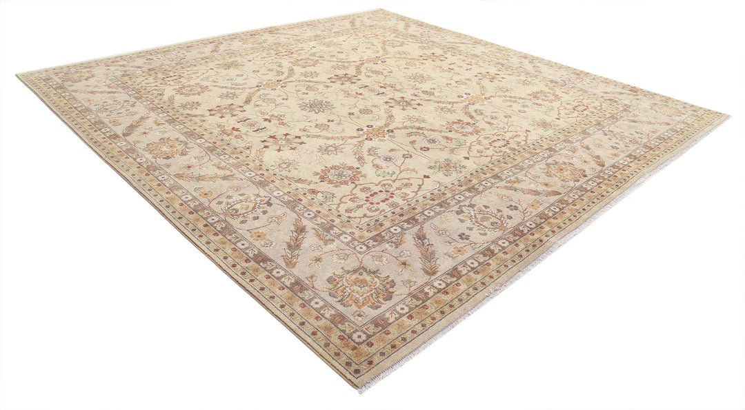 Beige Indian Ziegler Rug 11' 9" x 12' 0" Hand-Knotted | No. AT15161