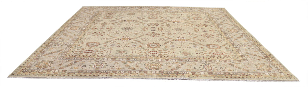 Beige Indian Ziegler Rug 11' 9" x 12' 0" Hand-Knotted | No. AT15161