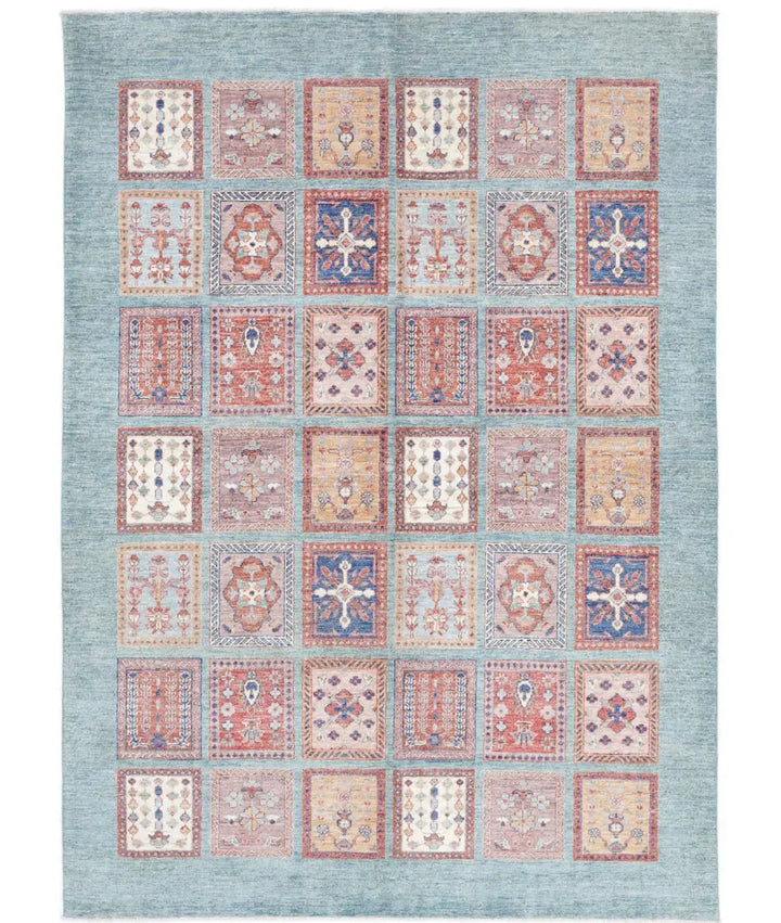 Afghan Bakhtiari Rug 5' 7" x 7' 9" Hand-Knotted | No. AT15216
