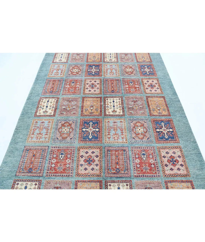 Afghan Bakhtiari Rug 5' 7" x 7' 9" Hand-Knotted | No. AT15216