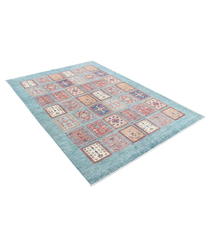 Afghan Bakhtiari Rug 5' 7" x 7' 9" Hand-Knotted | No. AT15216