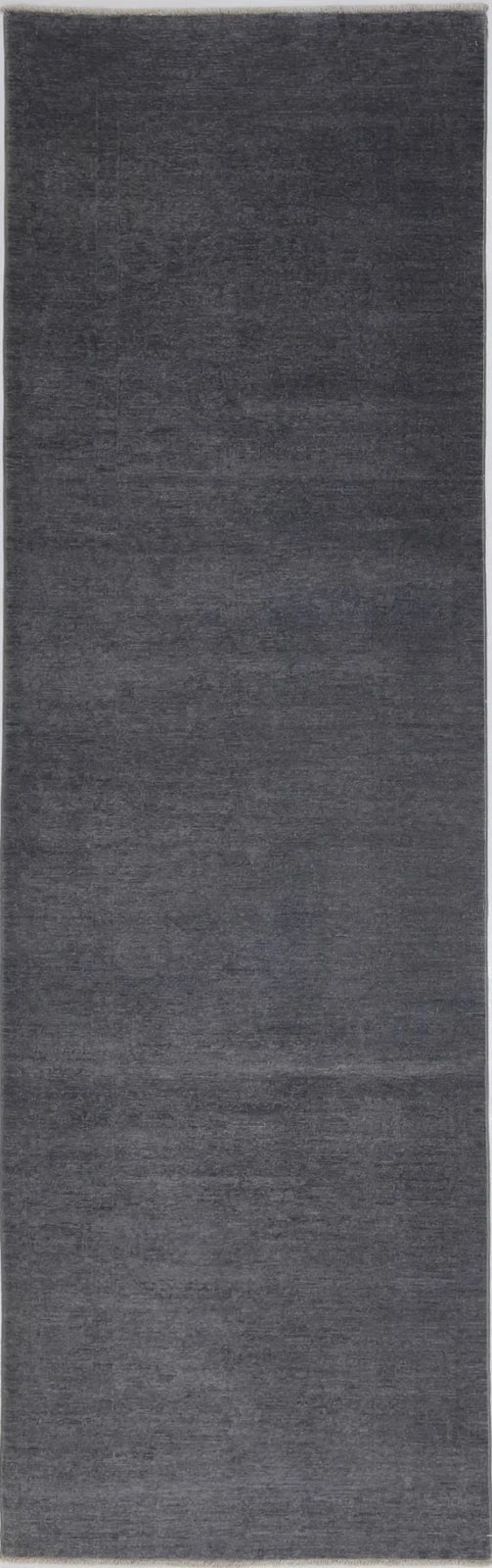 Grey Afghan Overdye Rug 3' 1" x 10' 6" Hand-Knotted | No. AT15256