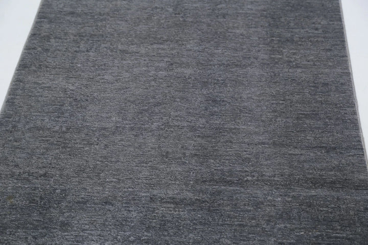 Grey Afghan Overdye Rug 3' 1" x 10' 6" Hand-Knotted | No. AT15256