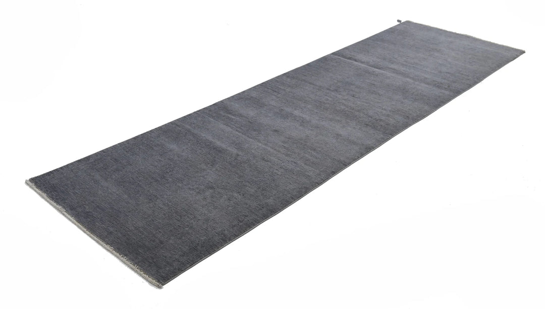 Grey Afghan Overdye Rug 3' 1" x 10' 6" Hand-Knotted | No. AT15256