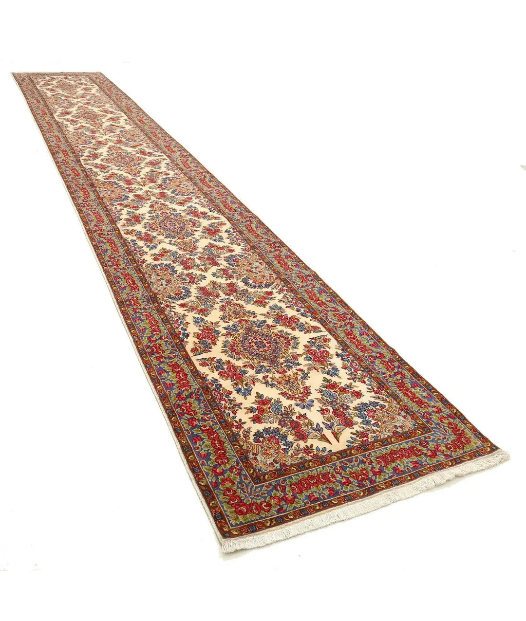 Persian Kerman Runner Rug 3' 5" x 21' 1" Hand-Knotted | No. AT15459