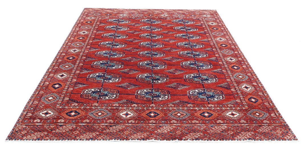 Afghan Bokhara Rug 6' 7" x 9' 7" Hand-Knotted | No. AT15477