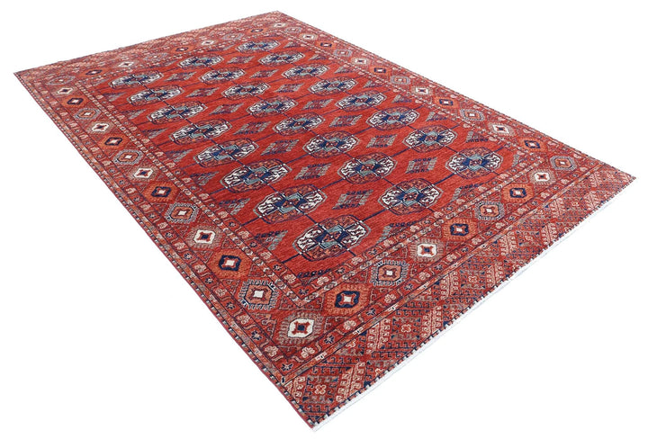 Afghan Bokhara Rug 6' 7" x 9' 7" Hand-Knotted | No. AT15477