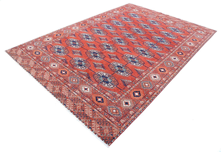 Afghan Bokhara Rug 6' 7" x 9' 7" Hand-Knotted | No. AT15477