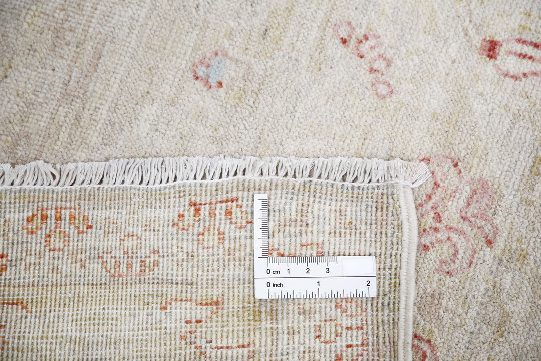 Ivory Afghan Serenity Rug 3' 5" x 10' 6" Hand-Knotted | No. AT15604