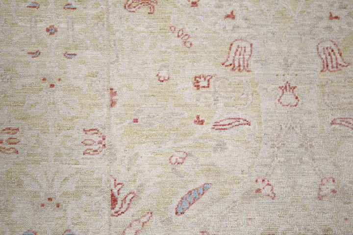 Ivory Afghan Serenity Rug 3' 5" x 10' 6" Hand-Knotted | No. AT15604