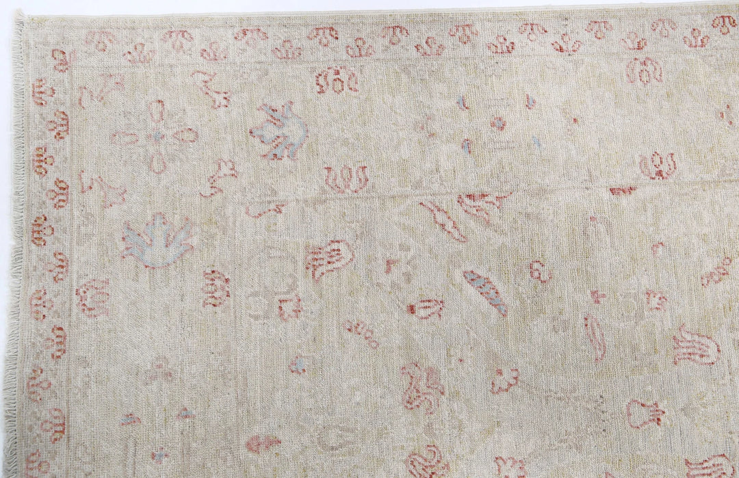 Ivory Afghan Serenity Rug 3' 5" x 10' 6" Hand-Knotted | No. AT15604