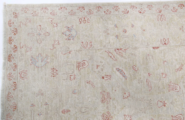 Ivory Afghan Serenity Rug 3' 5" x 10' 6" Hand-Knotted | No. AT15604