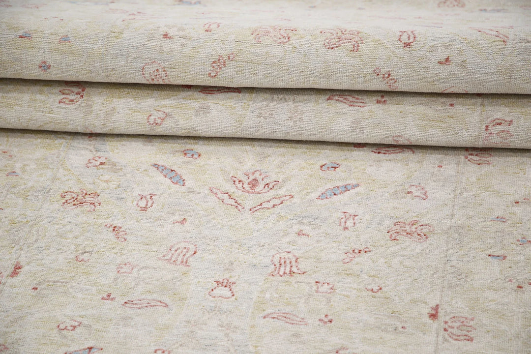 Ivory Afghan Serenity Rug 3' 5" x 10' 6" Hand-Knotted | No. AT15604