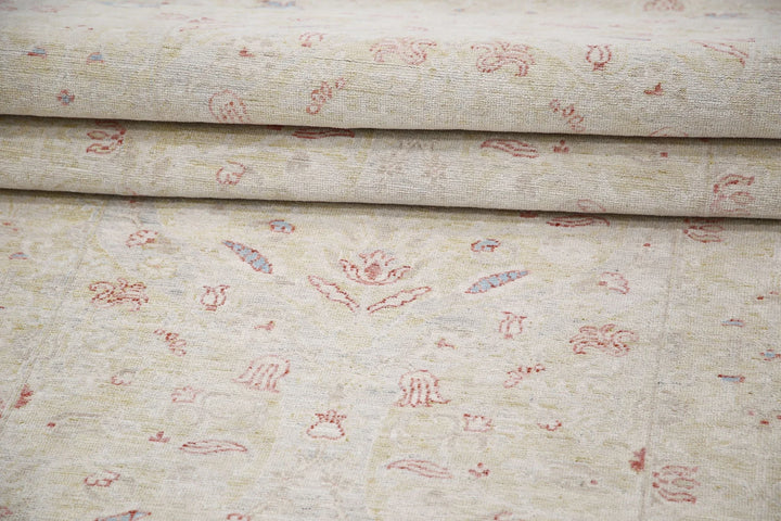 Ivory Afghan Serenity Rug 3' 5" x 10' 6" Hand-Knotted | No. AT15604
