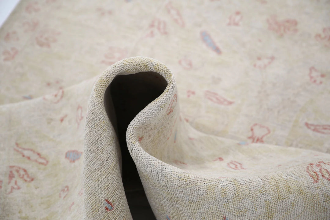 Ivory Afghan Serenity Rug 3' 5" x 10' 6" Hand-Knotted | No. AT15604