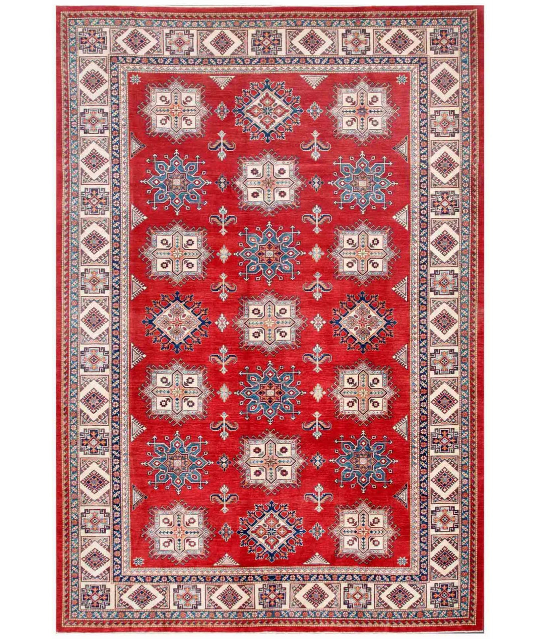 Afghan Kazak Rug 9' 10" x 14' 1" Hand-Knotted | No. AT15632