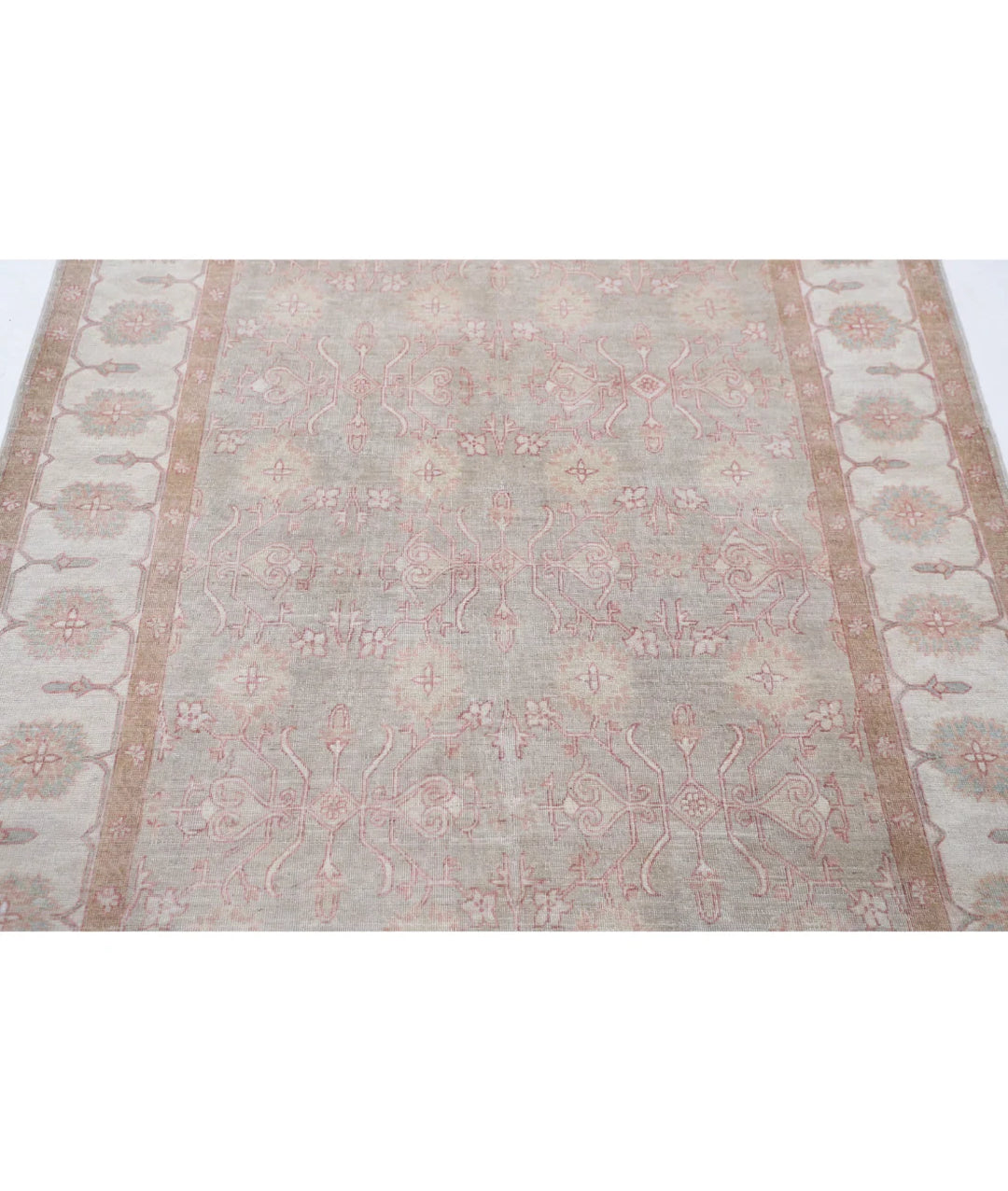 Grey Afghan Tabriz Rug 4' 9" x 6' 6" Hand-Knotted | No. AT157940