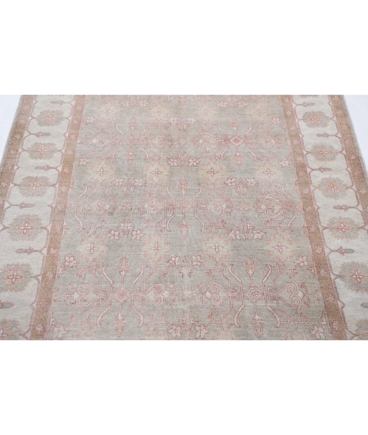 Grey Afghan Tabriz Rug 4' 9" x 6' 6" Hand-Knotted | No. AT157940