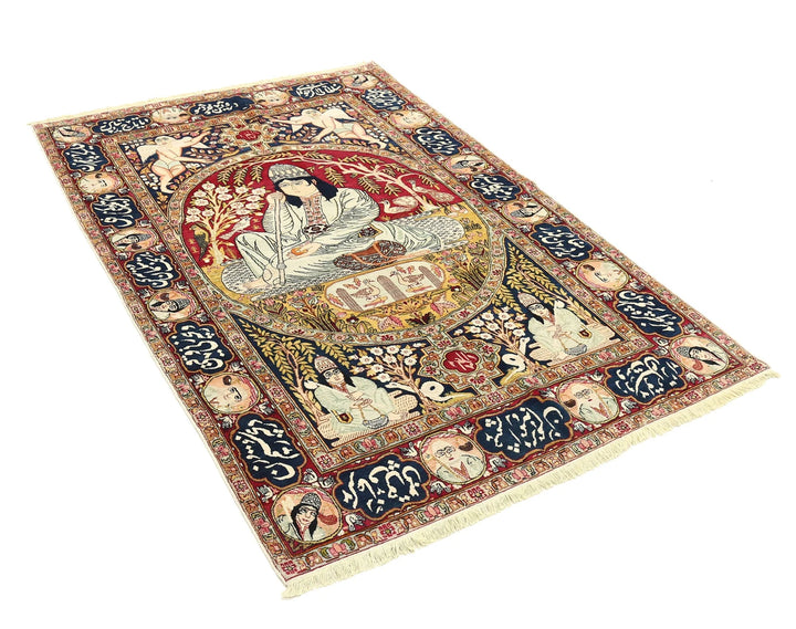 Persian Pictorial Rug 4' 4" x 6' 6" Hand-Knotted | No. AT15920