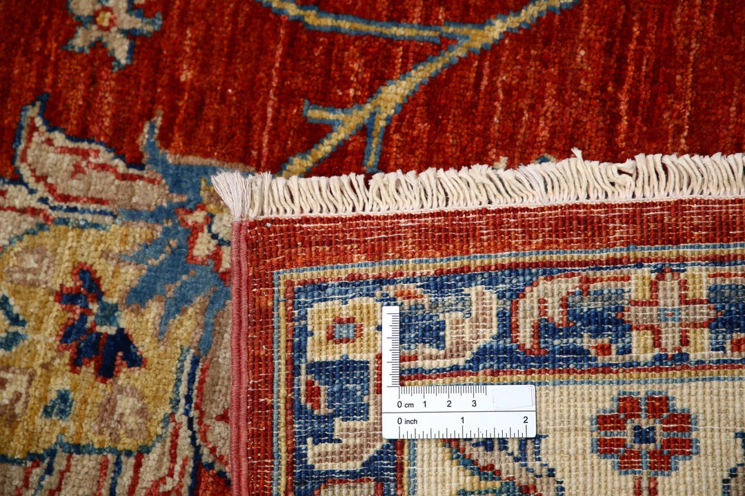 Red Afghan Ziegler Rug 5'6" x 7'8" Hand-Knotted | No. AT15961