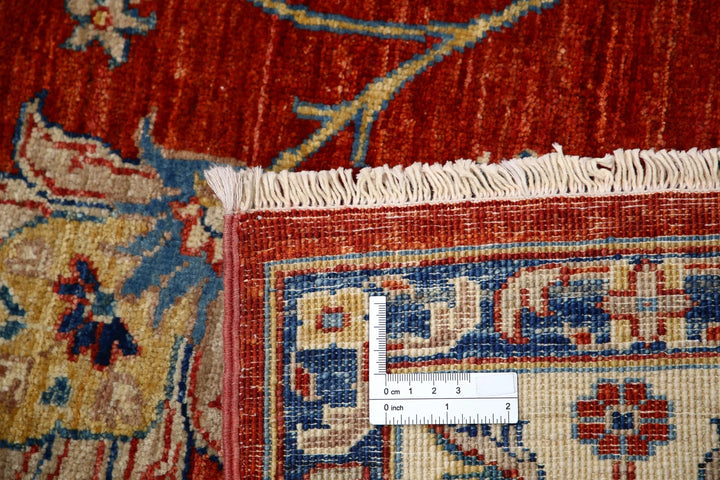 Red Afghan Ziegler Rug 5'6" x 7'8" Hand-Knotted | No. AT15961