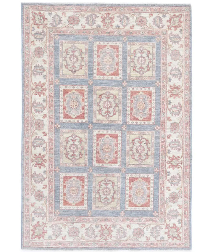 Afghan Bakhtiari Rug 4' 0" x 5' 11" Hand-Knotted | No. AT16016