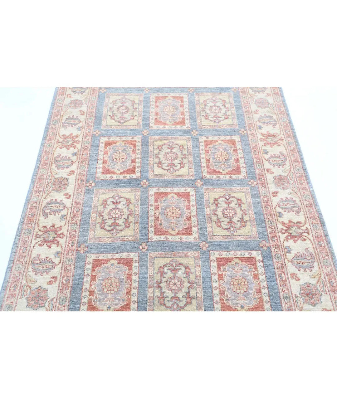 Afghan Bakhtiari Rug 4' 0" x 5' 11" Hand-Knotted | No. AT16016