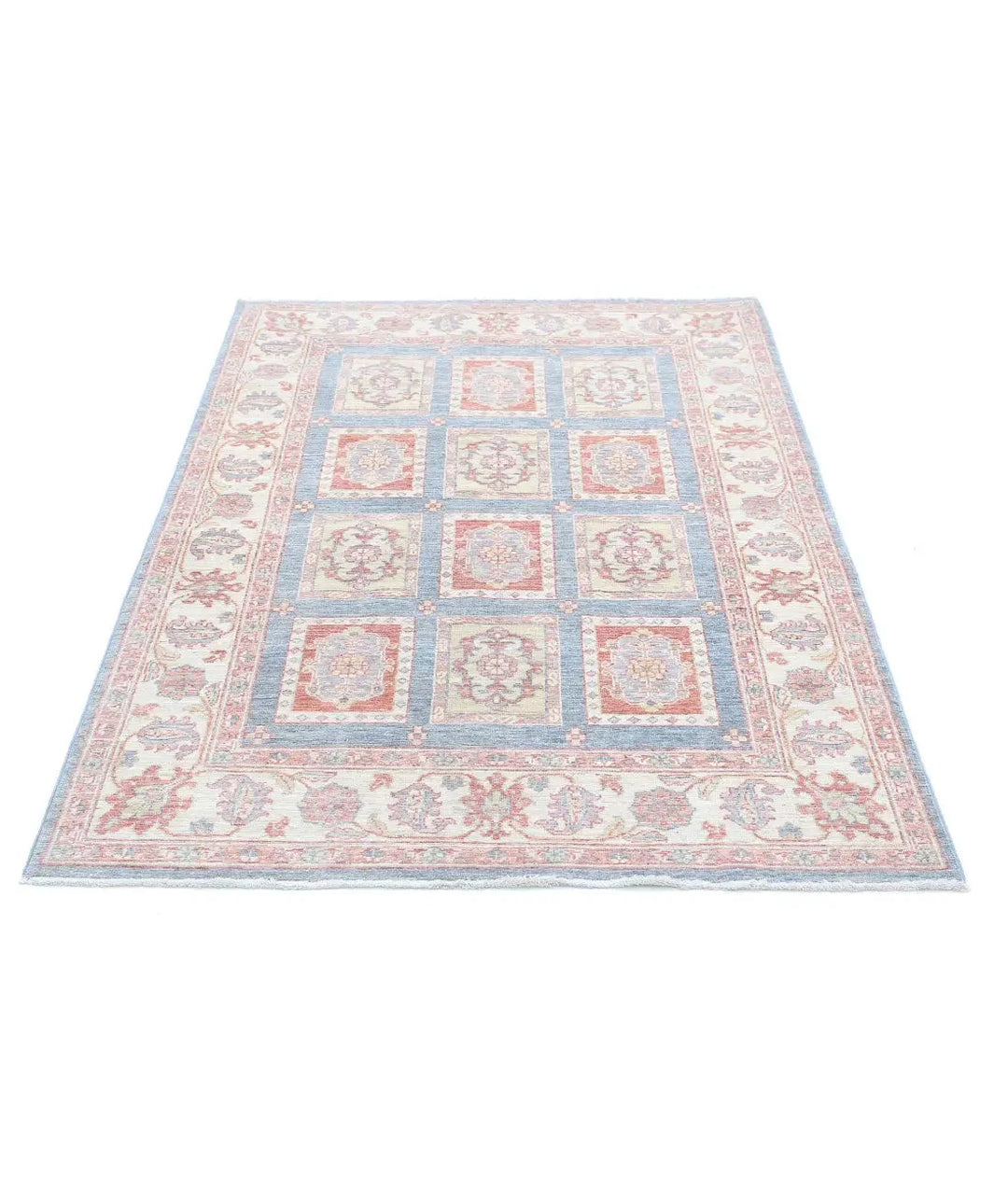 Afghan Bakhtiari Rug 4' 0" x 5' 11" Hand-Knotted | No. AT16016
