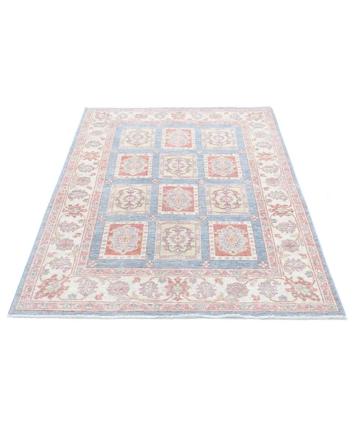 Afghan Bakhtiari Rug 4' 0" x 5' 11" Hand-Knotted | No. AT16016