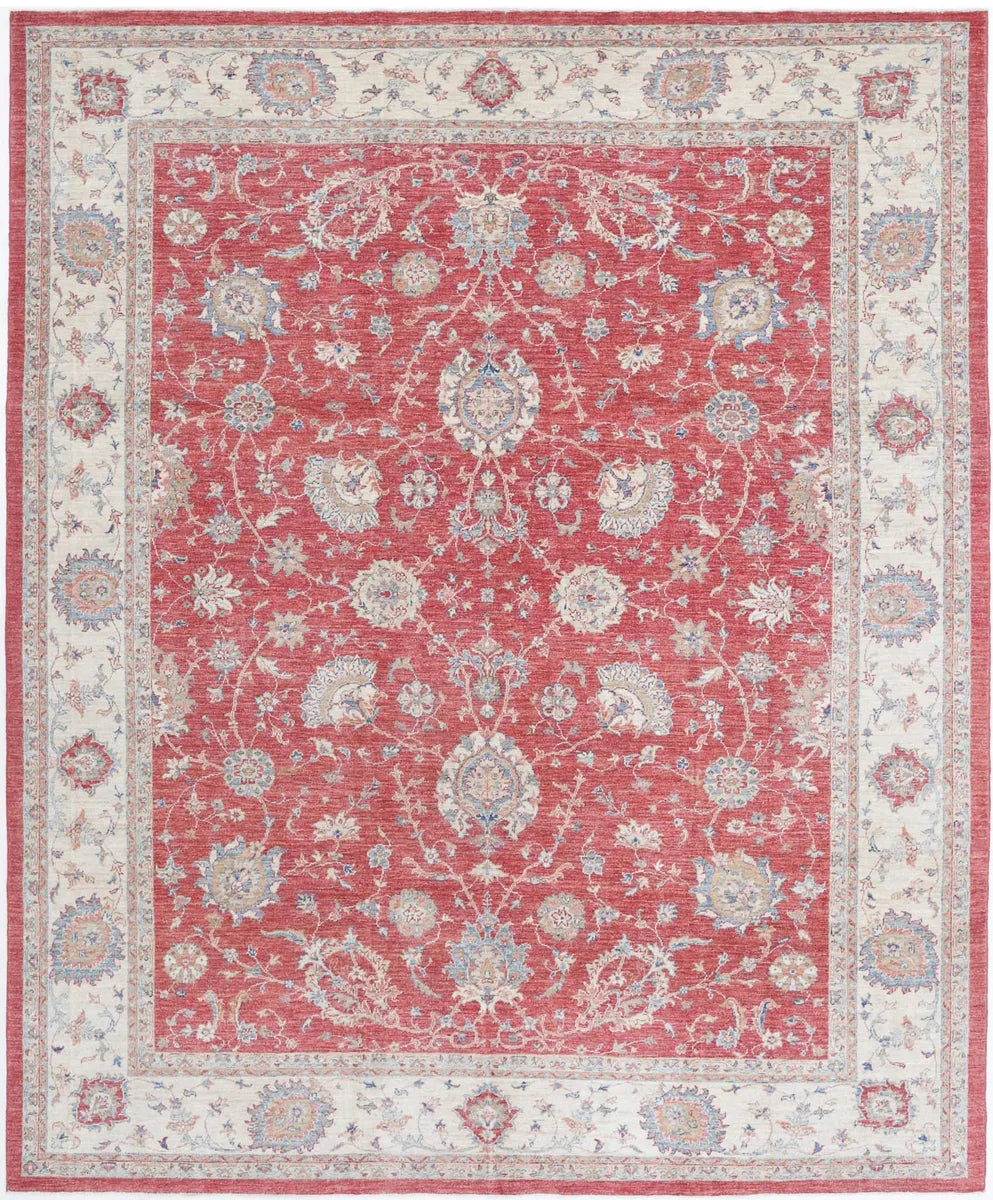 Red Afghan Ziegler Rug 8' 2" x 10' 0" Hand-Knotted | No. AT16050