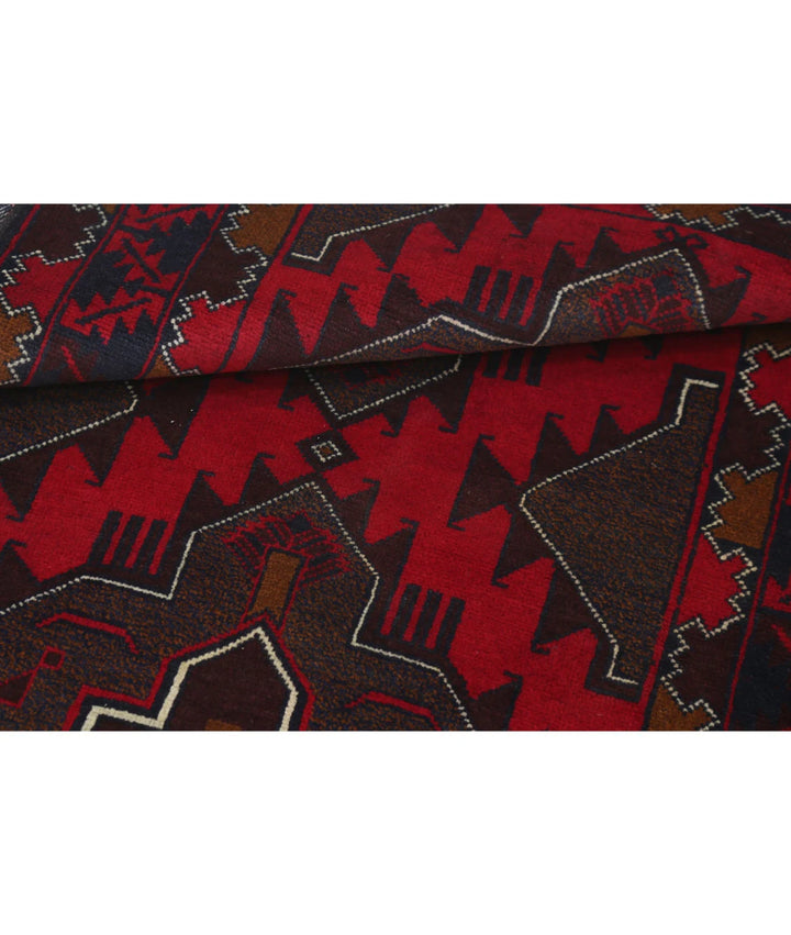Red Afghan Tribal Rug 2' 1" x 5' 1" Hand-Knotted | No. AT16089