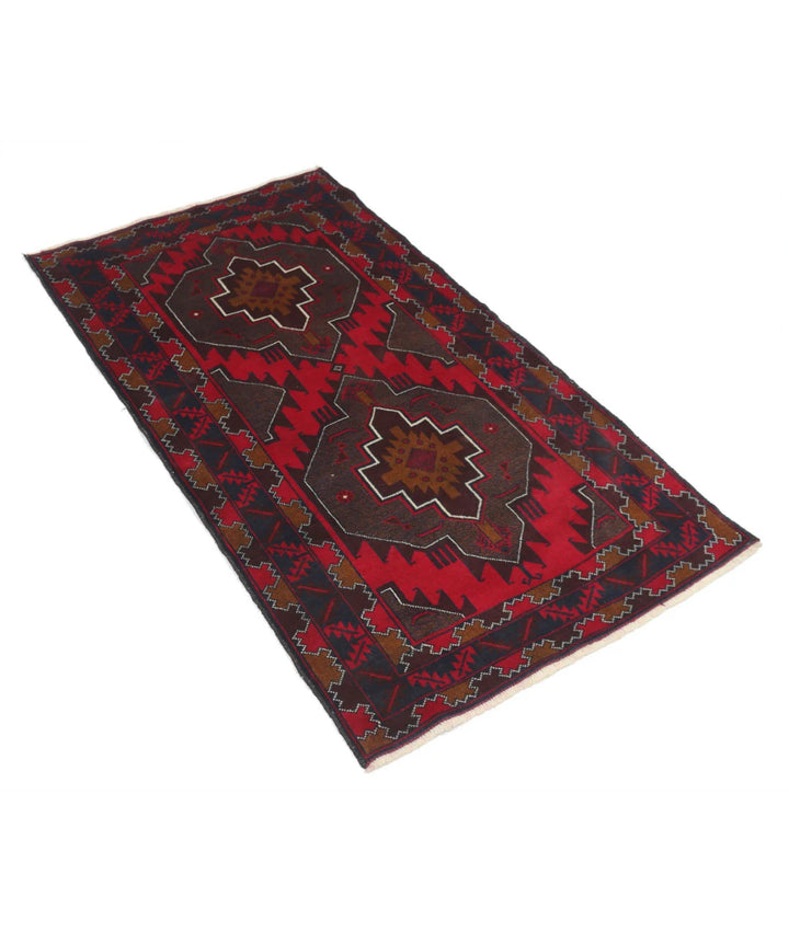 Red Afghan Tribal Rug 2' 1" x 5' 1" Hand-Knotted | No. AT16089