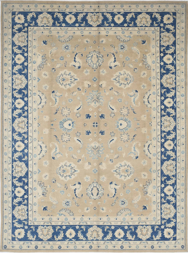 Blue Afghan Ziegler Rug 10' 0" x 13' 2" Hand-Knotted | No. AT16104