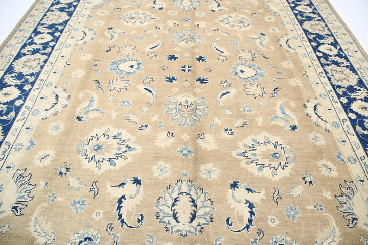 Blue Afghan Ziegler Rug 10' 0" x 13' 2" Hand-Knotted | No. AT16104
